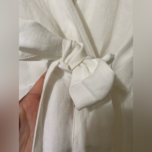 Zara Linen Blend Wrap Tie Up Top - Picture 3 of 6